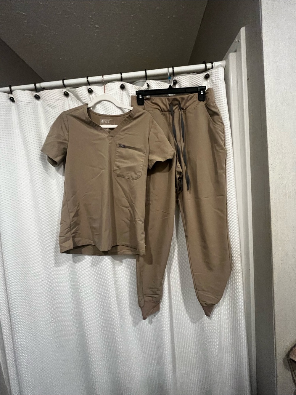 Figs Women's Tan Jogger Scrub Set - Drawstring Waist